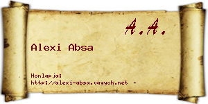 Alexi Absa névjegykártya